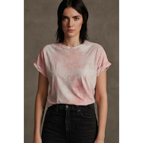 ALLSAINTS Pink Stamp Imogen Tie Dye T Shirt Tee Top   Women's Size Small - Picture 1 of 11